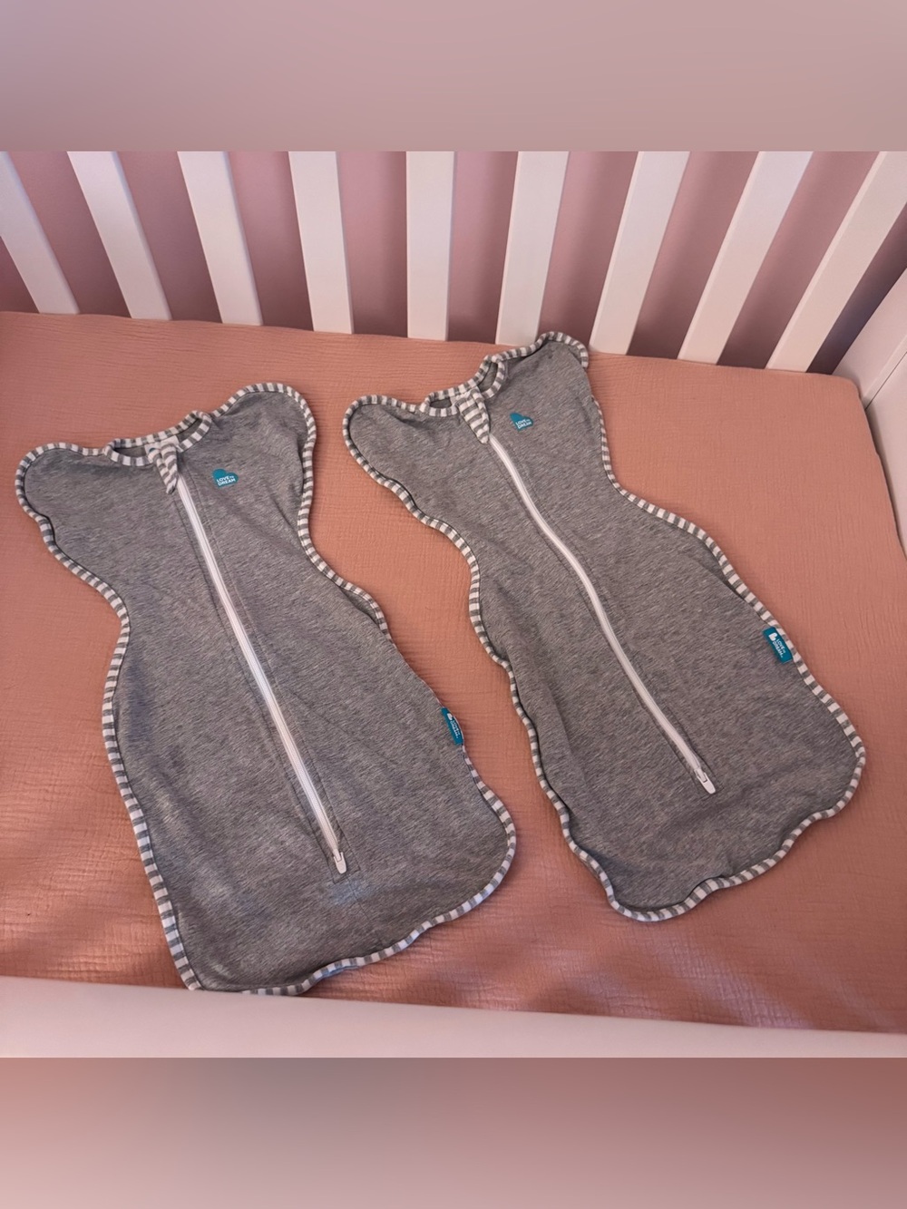 TWO Love to Dream Gray Newborn Swaddles